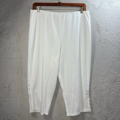 Bob Mackie Stretch Ponte Knit Crop Pants White Women’s XL NEW Pull On Comfy — 第 1/4 张图片