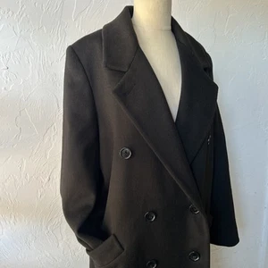 VINTAGE Kristen Blake Overcoat Women Size 10 Black 100% Wool Made In USA 90s - Picture 1 of 10
