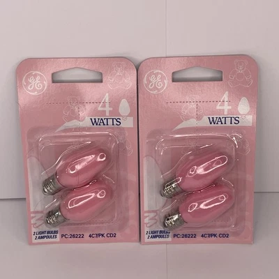 4w Pink Bulb, GE 26222 C7 Pink Night Light Bulb, 4 bulbs total, (2) 2-Packs... - Image 1 of 2