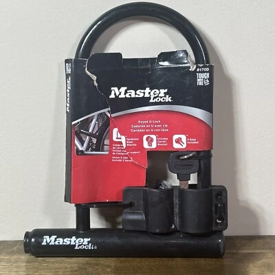Master Lock 8" x 6-1/8" Steel Keyed Bicycle U-Lock 2 Keys Double Locking 8170D - Image 1 of 4