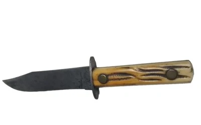 Vintage Stag Handle Fixed Blade Knife No Sheath  - Image 1 of 4