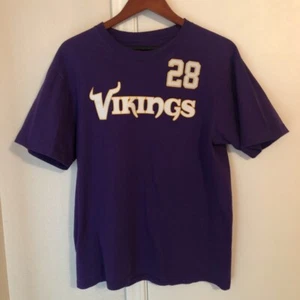 Adrian Peterson 28 Vikings Reebok Men T-Shirt Purple Logo Short Sleeves Crew L - Picture 1 of 7