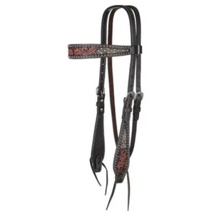 1008-12-SC Circle Y Dark Flash Arizona Flower Brow Band Headstall NEW - Picture 1 of 1