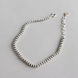 "Brazalete de cadena plana de plata esterlina S925 genuino de 3 mm para mujer retro 7,28""" - Imagen 1 de 6