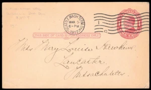 WOODROW WILSON INAUGURATION ~ March 5, 1917 ~ Seattle cancel on Postal card - Picture 1 of 2