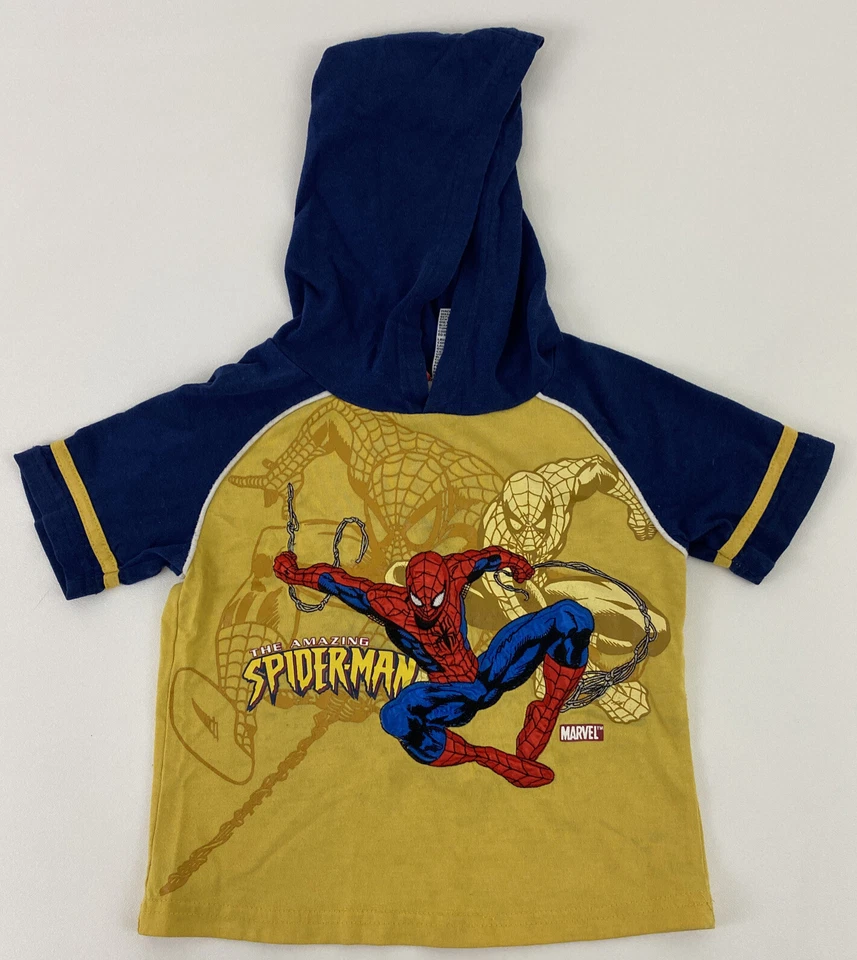Marvel The Amazing Spider-Man Blue/Yellow Hooded Short Sleeve Shirt Boys Size 3T - Image 1 of 4