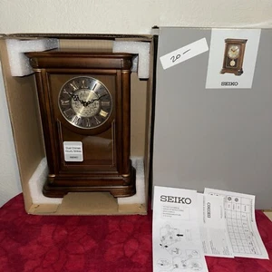 Seiko Wood Westminster Chime Mantel Clock with Pendulum QXQ008B - Imperfect Box - Picture 1 of 4