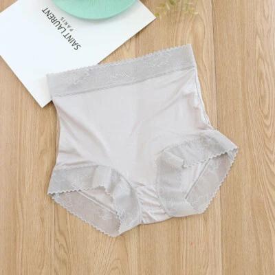 2对女式丝绸高腰内裤蕾丝性感桑蚕丝短裤平角裤 — 第 1/4 张图片