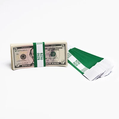CAROUSEL CHECKS INC. 500 Self Sealing Currency Bands- $250 Denomination