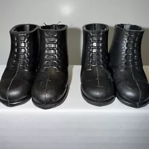 Vintage Action Man Palitoy Hasbro Original 2 Pairs Short Black Boots Dish Sole B - Picture 1 of 11