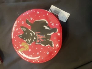 Vera Bradley launische runde Kosmetikhülle 7 Zoll Scottie Hund Weihnachten neu mit Etikett süß! - Bild 1 von 2