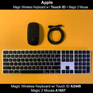 Apple Magic Keyboard Touch ID (A2520) + Magic Mouse 2 - Bundle (Schwarz/Silber) - Bild 1 von 1