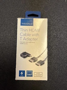 Insignia 6 Fuß HDMI-Kabel und T-Adapter Mini und Micro mattschwarz - Bild 1 von 2