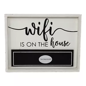 Rustic Chalkboard Sign Wifi Is On The House White Black Rental Air Bnb Decor - Picture 1 of 5