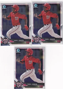 LOT (3) 2018 BOWMAN CHROME PROSPECTS RC DANIEL JOHNSON NATIONALS - Y3793 - Picture 1 of 2