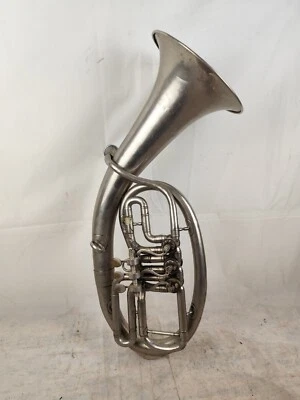 Euphonium Baritone Flicorno Argentato Anonimo 3 Valvole  - Immagine 1 di 4