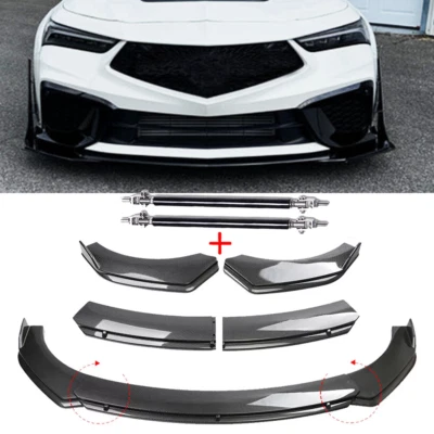 For Acura Integra Carbon Fiber Style Front Bumper Lip Spoiler Strut Rod Bod - Image 1 of 4