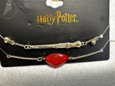 Harry Potter Mago Juego de 2 Pulseras Tobillera Varita Mago Hechicero Piedra Roja Foto 1 de 4