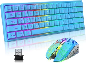 Gaming Keyboard And Mouse LED Light Backlit Mechanical Feel For Computer Desktop - Picture 1 of 19