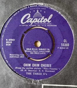 THE THREE D'S CHIM CHIM CHEREE OST 7" CAPITOL (1964) EX++ DISNEY GT BRITAIN - Picture 1 of 4