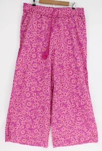 KNOX ROSE Pants Women's Size XL Pink Paisley Wide Leg Boho Drawstring Lounge - Picture 1 of 4
