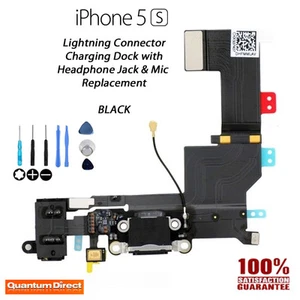 NEW iPhone 5S Charging Dock + Headphone Jack Replacement - BLACK - Picture 1 of 4