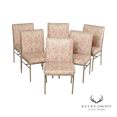 Hollywood Regency Style Set of Six Chrome Dining Chairs Cover