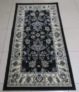 NEW BLACK PERSIAN DESIGN FLOOR HALL HALLWAY RUNNER RUG 80X150CM - Picture 1 of 5