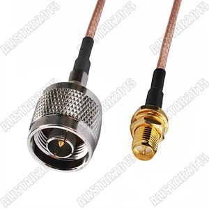 N Male to RP-SMA Female (Plug Pin) Bulkhead Connector Pigtail Coax Cable RG316 - Picture 1 of 3