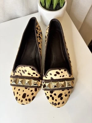 Tory Burch Zapatos Tachonados Asher Mocasín Estampado Animal Guepardo Poni Pelo Planos, 9m Foto 1 de 4
