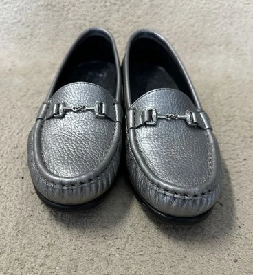 SAS Tripad комфорта черный плоскостях туфли мокасины кожи серебро женский размер 7N - Изображение 1 из 4