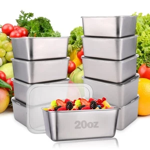 Contenedores de almacenamiento de alimentos, contenedores de alimentos de acero inoxidable con tapas, reutilizables,... - Imagen 1 de 7