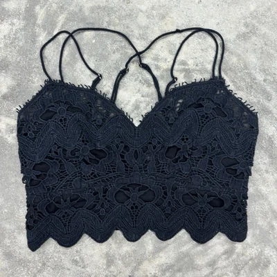 Free People One Celine Black Velvety Lace Bralette Bra Crop Top XS/S? - Image 1 of 4