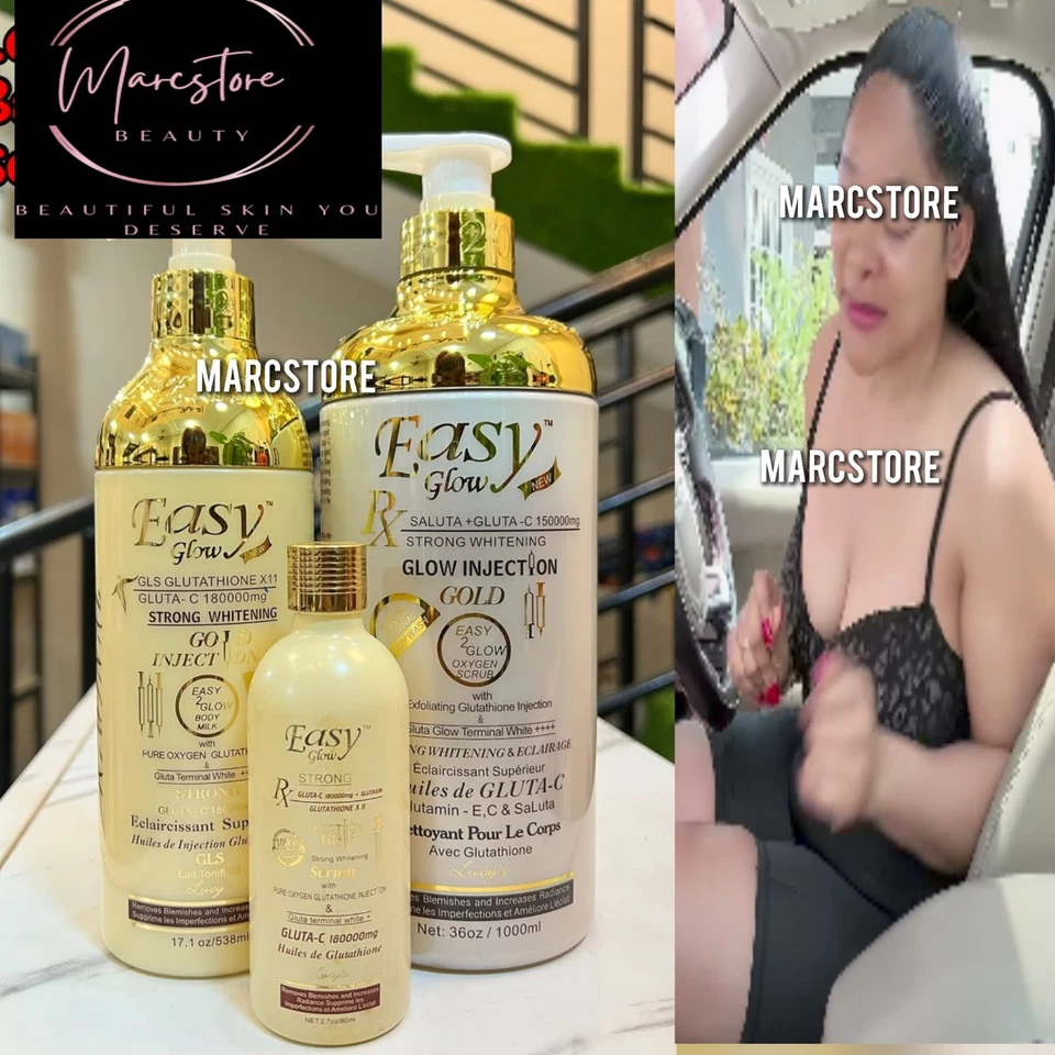 Easy Glow Gold Whitening Body Milk 500ml, Body Wash 1000ml, Serum 3 in 1 Pack - Image 1 of 1