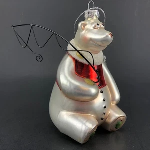 Blown Glass Ornament Fishing Polar Bear - Picture 1 of 5