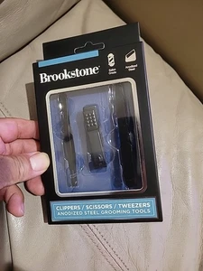 Brookstone 3-PC Tweezer Nail Clippers File Black Andoized Steel Grooming Tools - Picture 1 of 3