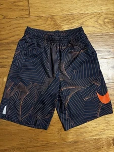 Boys Nike Basketball Shorts Dri-fit, Size Boys Large, Navy Blue/Orange Lines - Picture 1 of 5