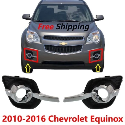 For 2010-2016 Chevrolet Equinox Fog Light Bezel Left & Right Side Black & Chrome - Изображение 1 из 4