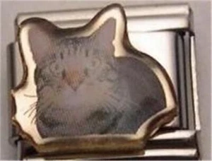 CIONDOLO ITALIANO RARO TAGLIO GATTO SMALTO GATTINO PER BRACCIALE FAI DA TE CLASSICO 9MM NUOVO - Foto 1 di 1