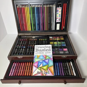 Art 101 Doodle and Color 142 Pc Art Set dans étui de transport en bois crayons crayons - Photo 1/17