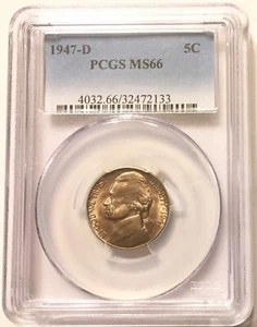 1947 D PCGS MS66 Jefferson Nickel Business Strike 5C - Picture 1 of 2