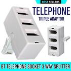 BT Telephone Phone Socket Triple 3  way Adaptor Splitter commtel low profile LOT