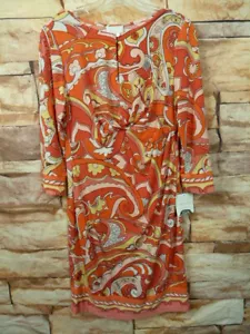 Donna Morgan Größe 8 rosa/koralle langärmelig Blumenmuster Surplice Mantel Kleid NEU - Bild 1 von 8
