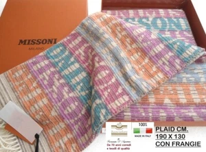 Plaid Blanket MISSONI 130 x 190 cm with Fringes Wool 80% Poly 20% - Picture 1 of 9