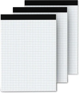 Tamponi Carta Grafica 8,5 x 11, 4x4 Quadri Righe, Confezione da 3 Pad Carta Griglia 8,5 x 11, Perfo - Foto 1 di 8