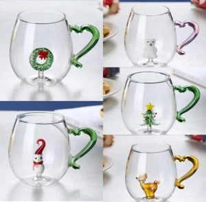 Tazas/tazas de vidrio 3D de Navidad - vidrio de borosilicato alto resistente al calor - Imagen 1 de 10