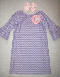GIRL 7: LOVELY NWOT ~LOLLY WOLLY DOODLE~ PURPLE CHEVRON DRESS & NEW BARRETTE: - Picture 1 of 2