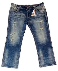 Jeans uomo Rock Revival 38x34 coraggioso dritto invecchiato sbiadito - Foto 1 di 24