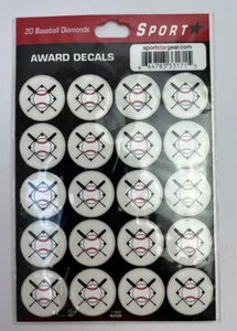 NUOVA 1 confezione Sport Star Effort Award 20 adesivi diamanti baseball decalcomanie - Foto 1 di 2