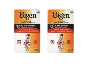 Bigen Black Brown Powder Hair Dye 58 -Long Lasting powder hair color-Pack of 2